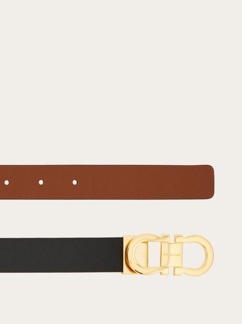 Ferragamo | Women's Adjustable And Reversible Gancini Belt - Black/Cognac