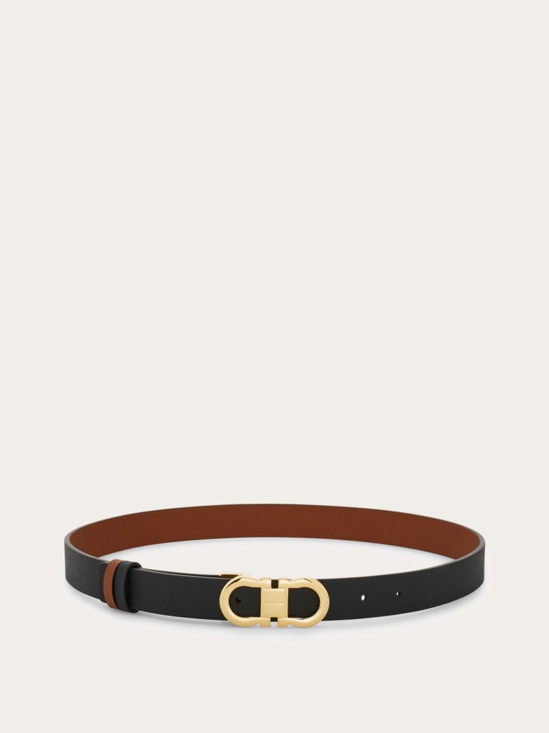 Ferragamo | Women's Adjustable And Reversible Gancini Belt - Black/Cognac