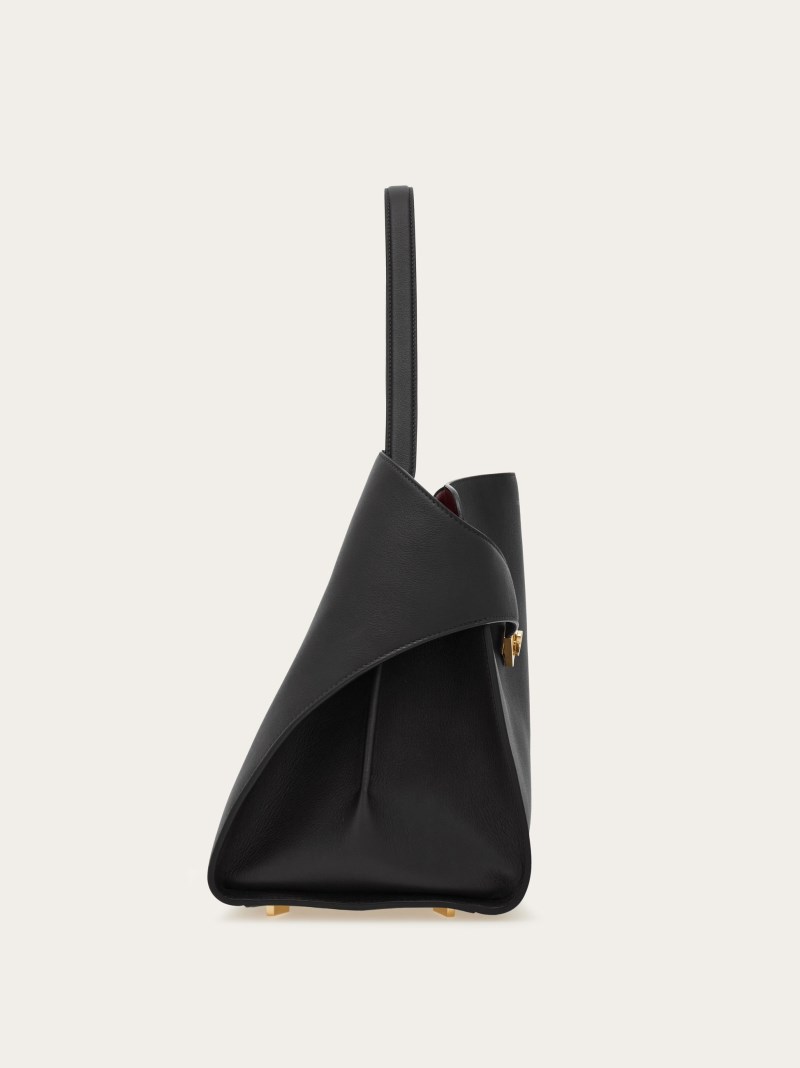 Ferragamo | Women's Hug Soft Bicolor Shoulder Bag - Black/Burgundy