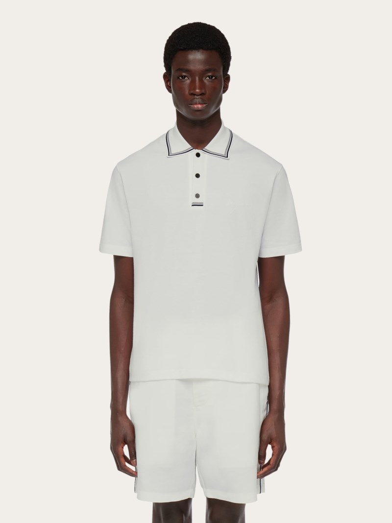 Ferragamo | Men's Short Sleeved Polo Shirt - White