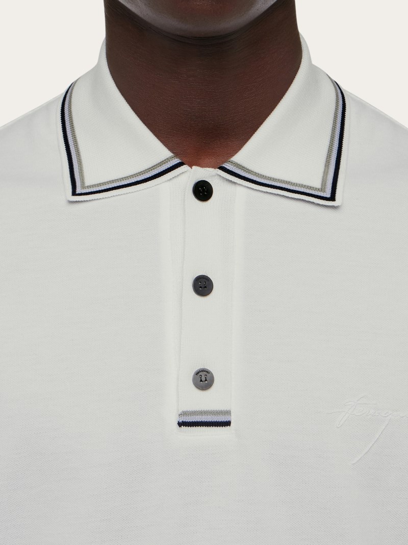 Ferragamo | Men's Short Sleeved Polo Shirt - White