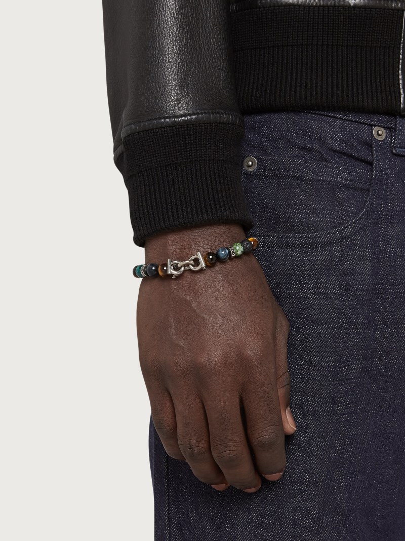 Ferragamo | Men's Elasticated Bracelet With Gancini - Multicolor (Size 19)