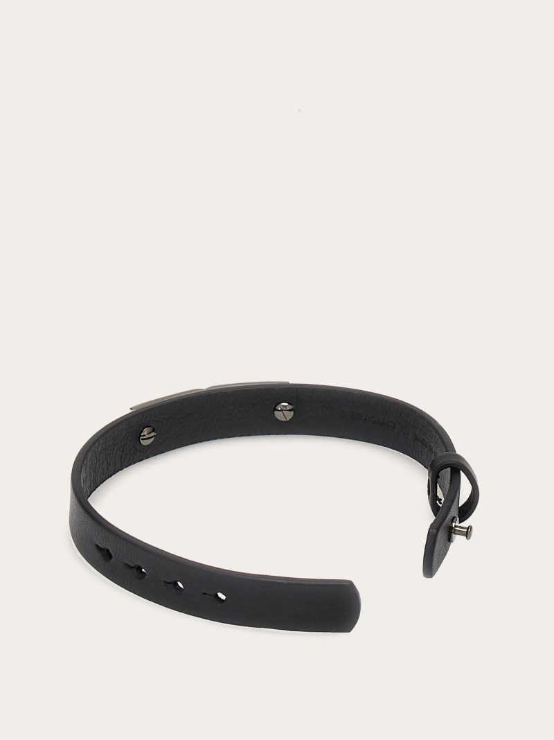 Ferragamo | Men's Bracelet With Gancini Ornament - Black