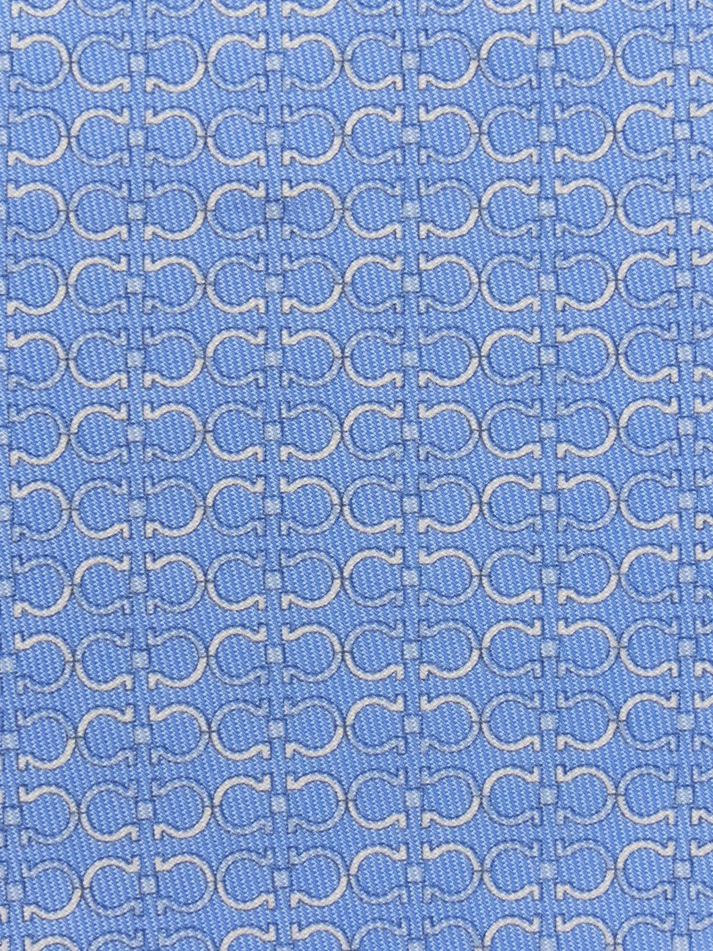 Ferragamo | Men's Gancini Print Silk Tie - Light Blue