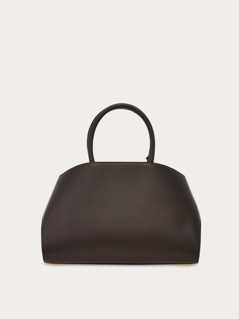 Ferragamo | Women's Hug Bicolor Handbag - Light Camel/Testa Di Moro