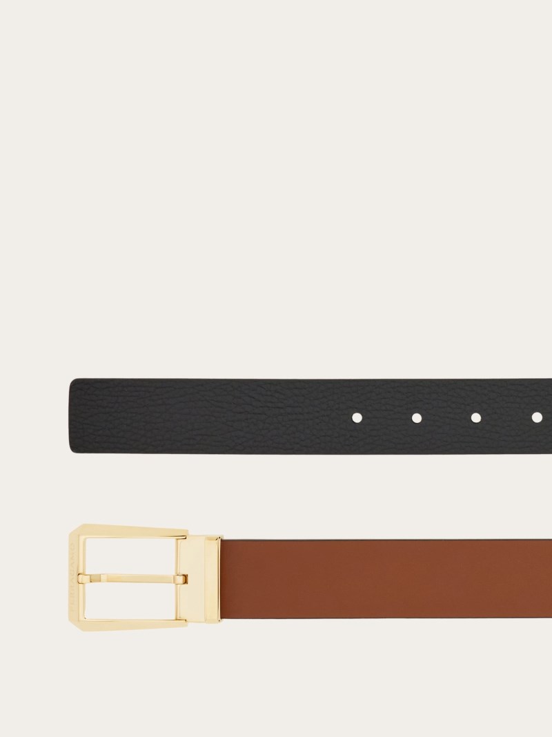 Ferragamo | Men's Reversible And Adjustable Belt - Cognac/Black