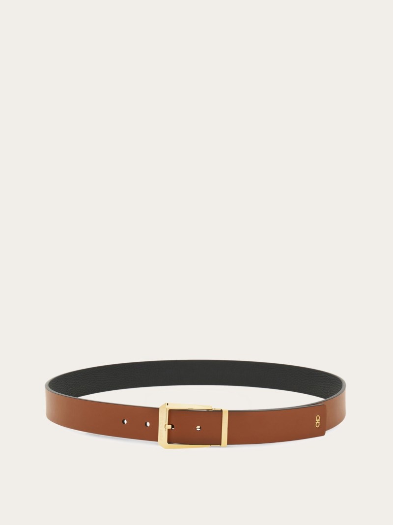 Ferragamo | Men's Reversible And Adjustable Belt - Cognac/Black