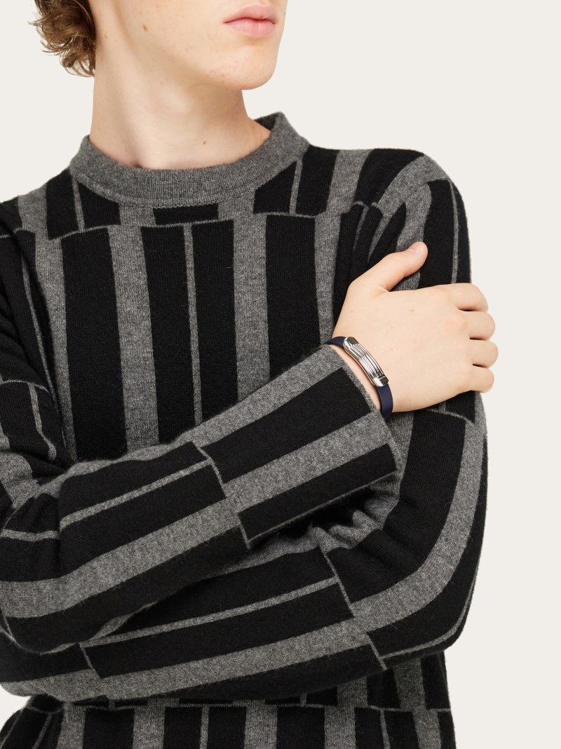 Ferragamo | Men's Bracelet With Logo - Blue