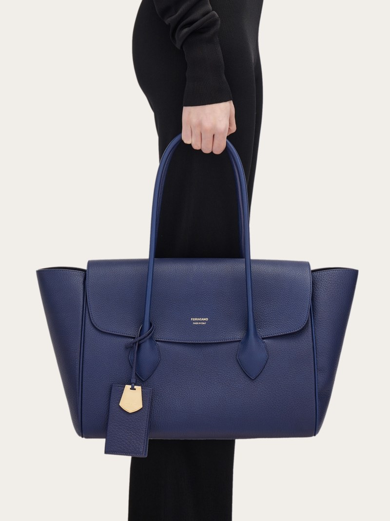 Ferragamo | Women's East-West Tote Bag - Midnight Blue