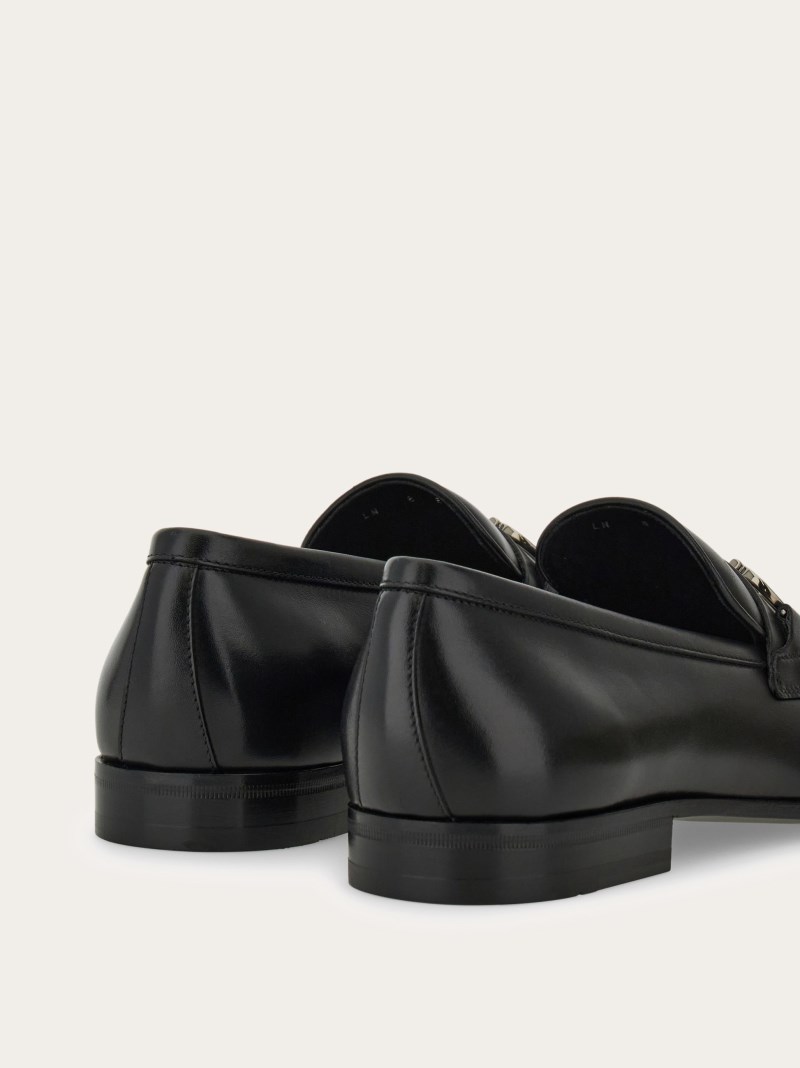 Ferragamo | Men's Moccasin With Gancini Ornament - Black