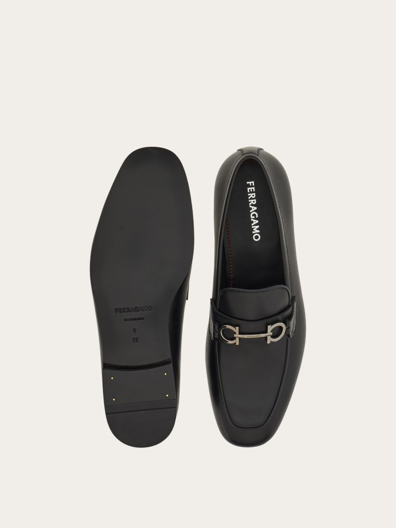 Ferragamo | Men's Moccasin With Gancini Ornament - Black
