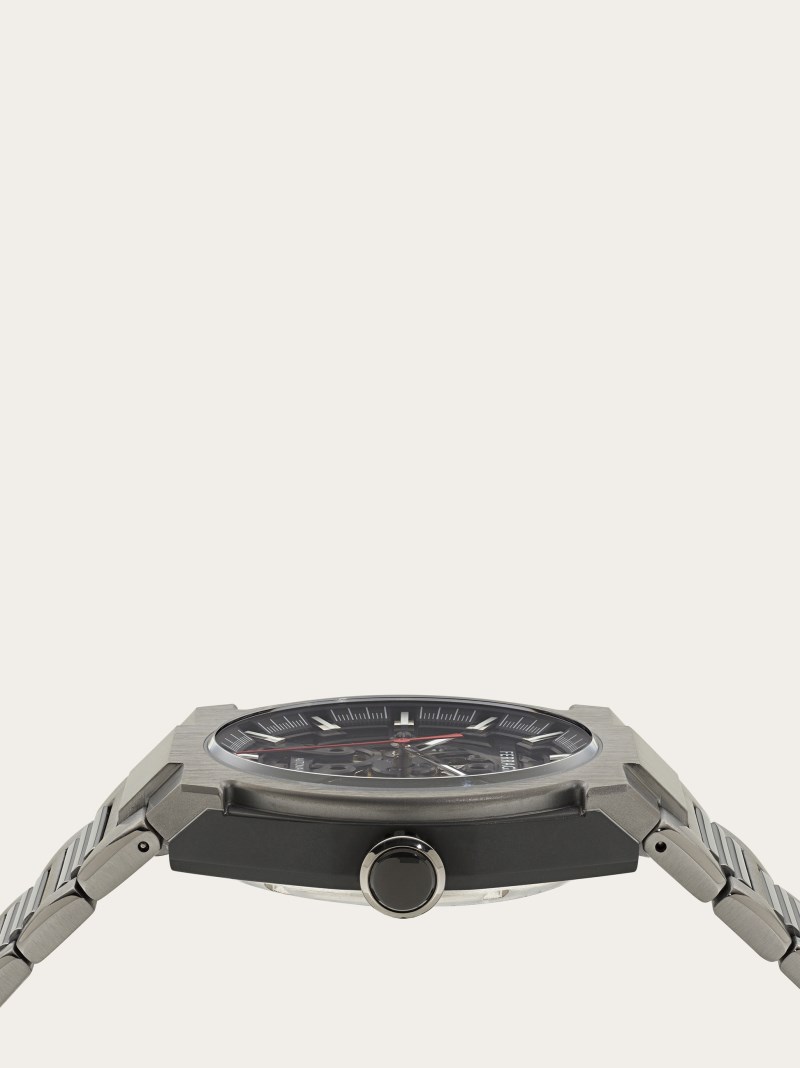 Ferragamo | Men's Supreme Skeleton Watch - Ip Gun/Black