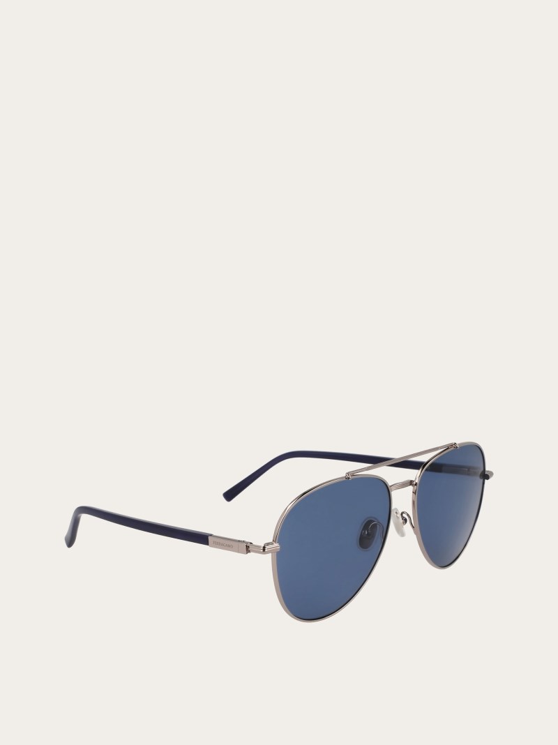 Ferragamo | Men's Sunglasses - Pale Ruthenium/Blue