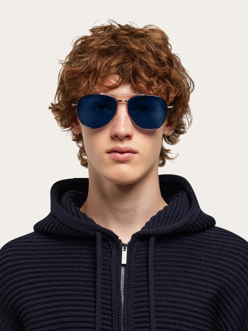 Ferragamo | Men's Sunglasses - Pale Ruthenium/Blue