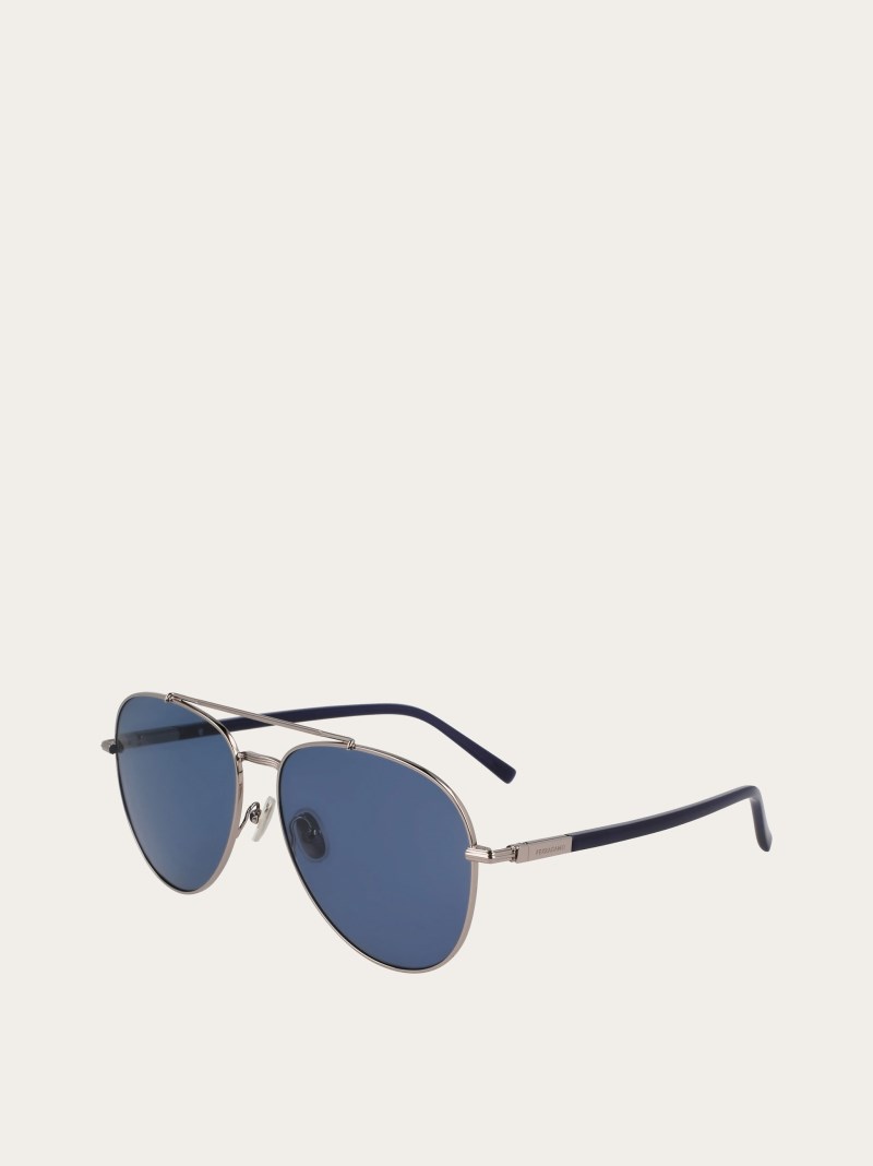 Ferragamo | Men's Sunglasses - Pale Ruthenium/Blue