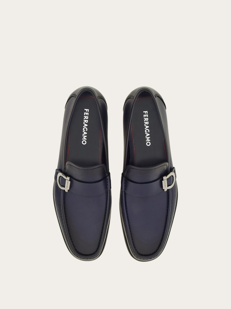 Ferragamo | Men's Moccasin With Gancini Ornament - Midnight Blue