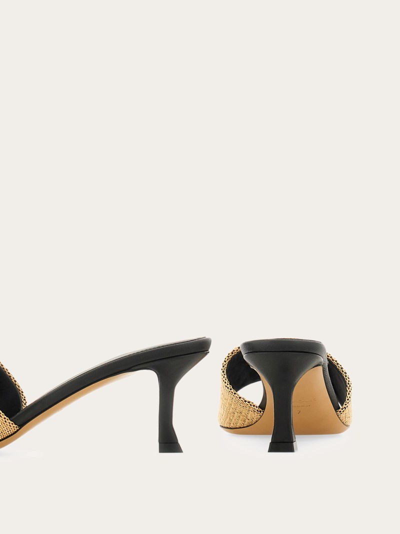 Ferragamo | Women's Jacquard Slide With Logo - Honey/Black