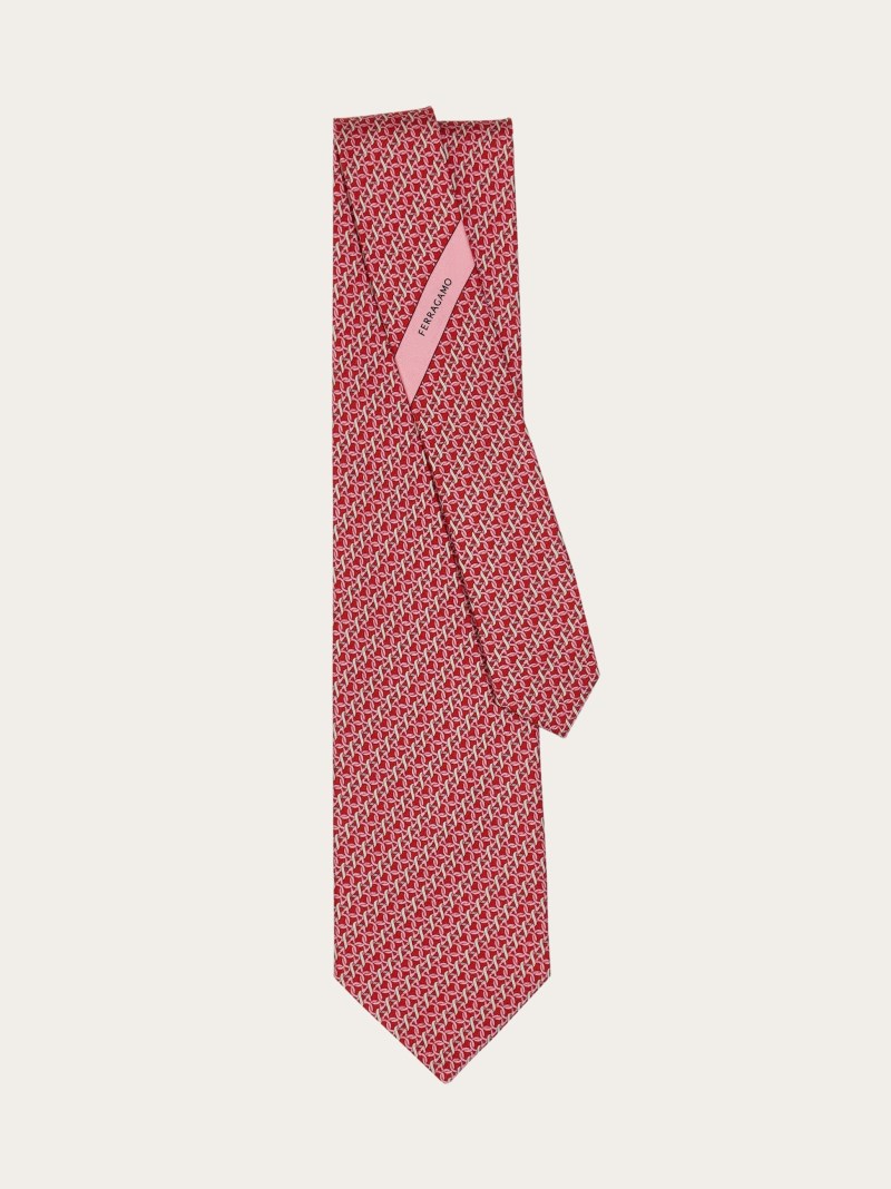Ferragamo | Men's Gancini Print Silk Tie - Red