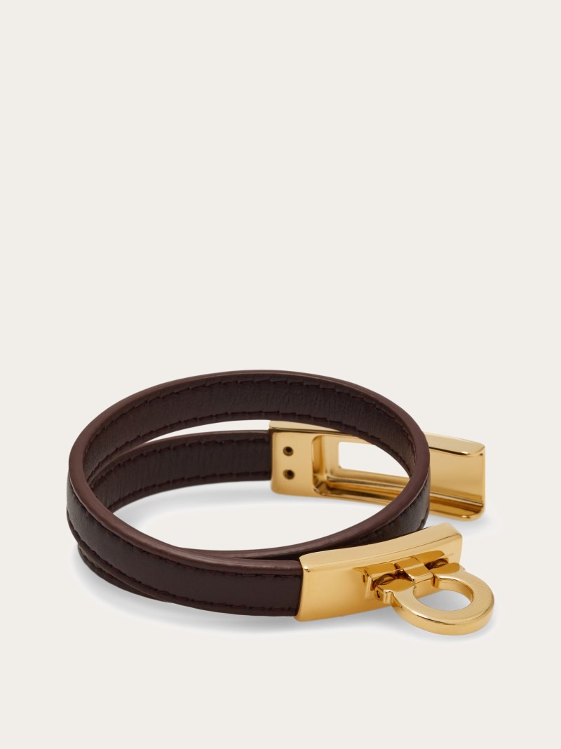 Ferragamo | Women's Gancini Double Twist Bracelet - Oxblood (Size 15)