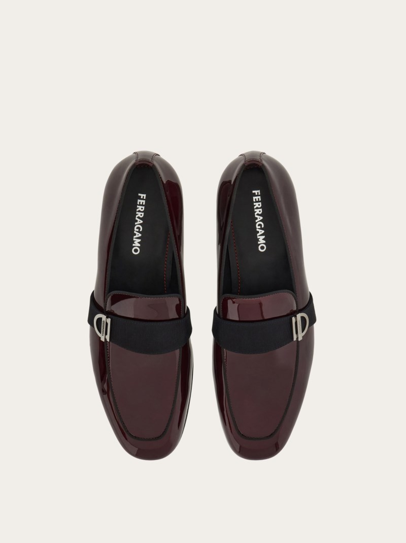 Ferragamo | Men's Moccasin With Gancini Ornament - Burgundy