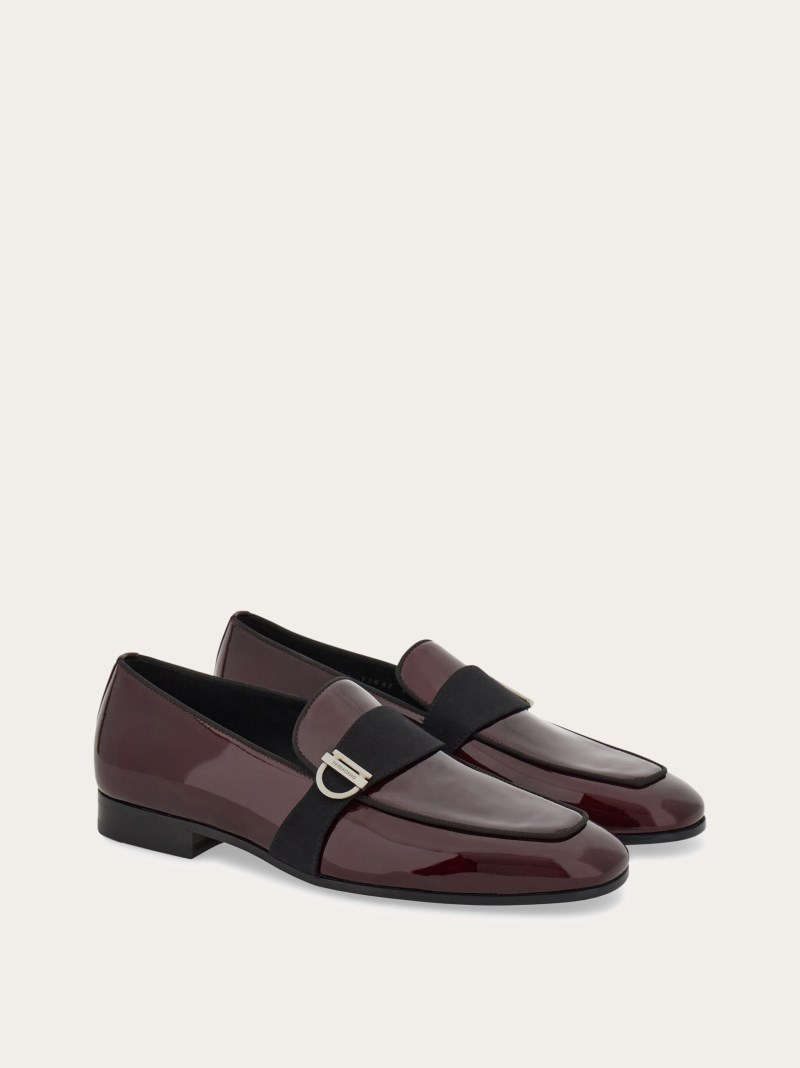 Ferragamo | Men's Moccasin With Gancini Ornament - Burgundy