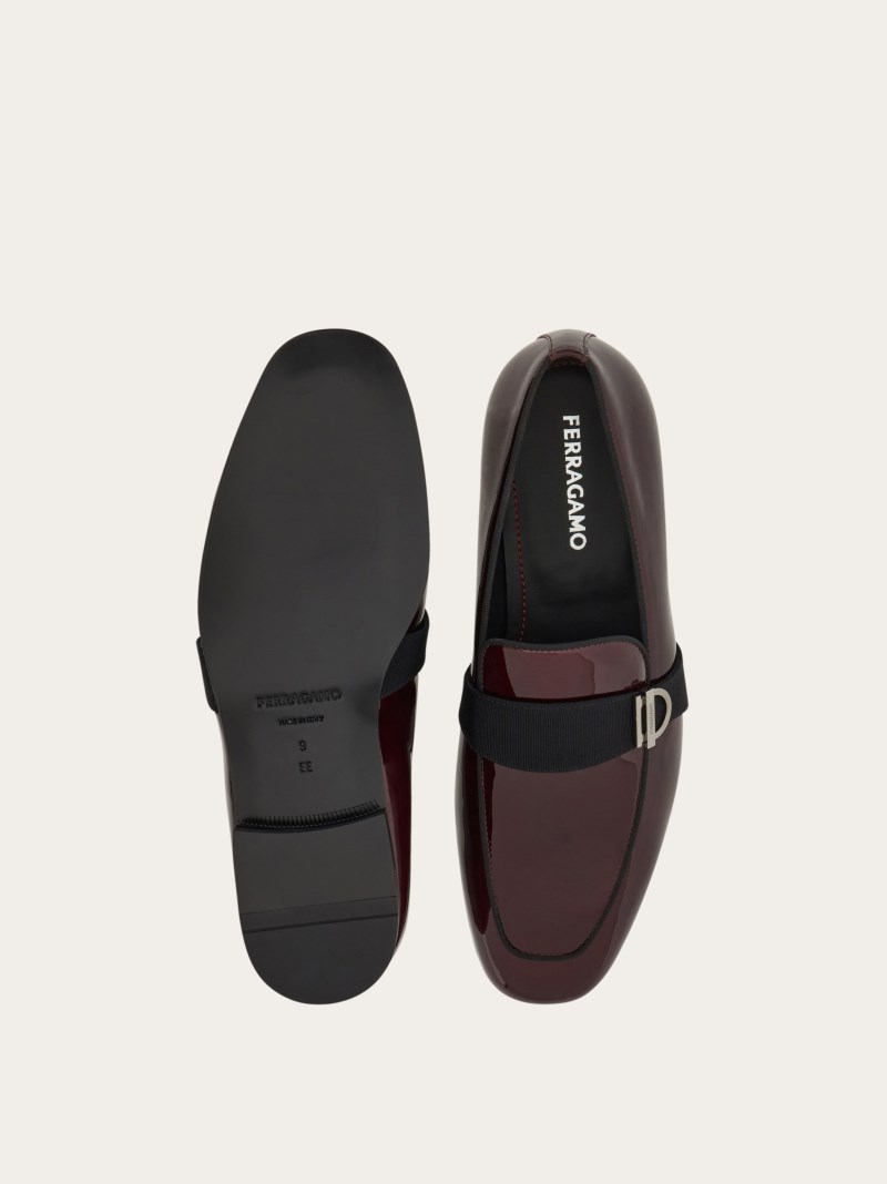 Ferragamo | Men's Moccasin With Gancini Ornament - Burgundy