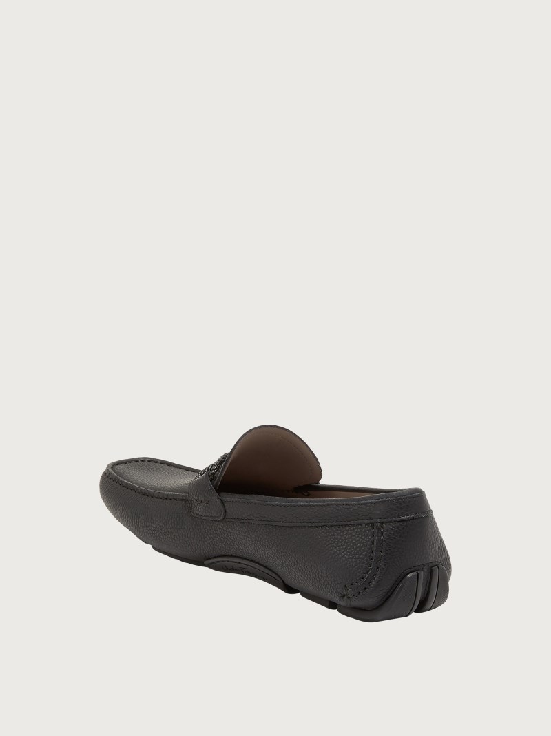 Ferragamo | Men's Driver With Gancini Ornament - Black