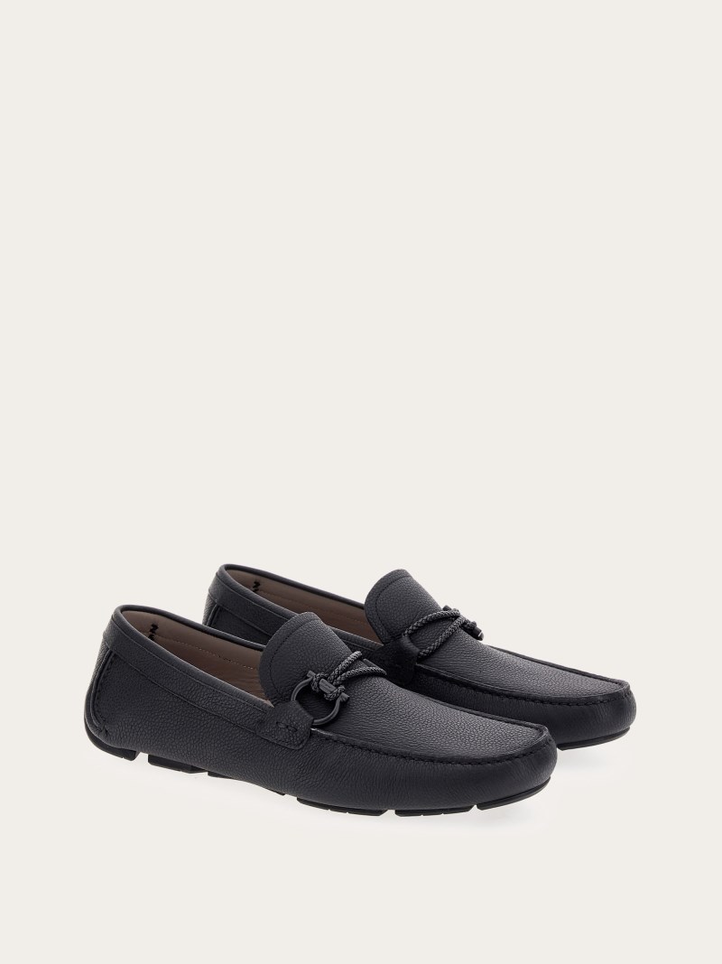 Ferragamo | Men's Driver With Gancini Ornament - Black