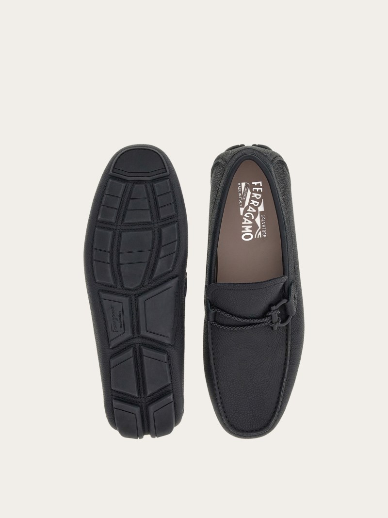 Ferragamo | Men's Driver With Gancini Ornament - Black