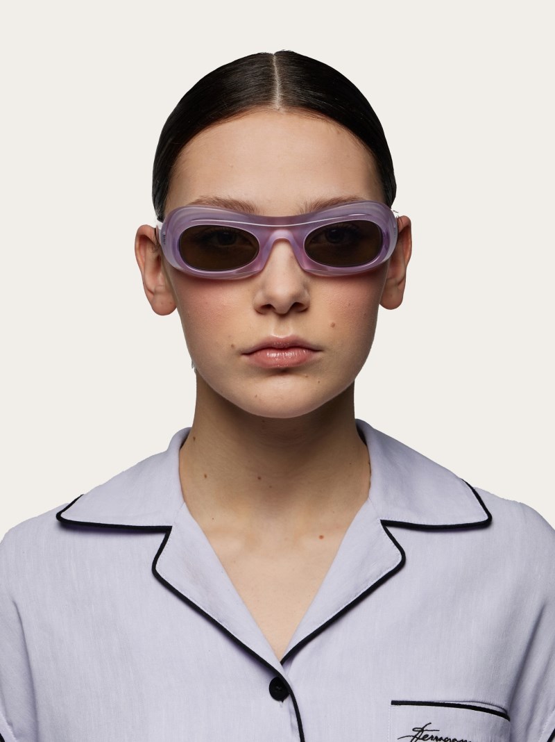 Ferragamo | Men's Sunglasses - Transparent Lilac/Grey