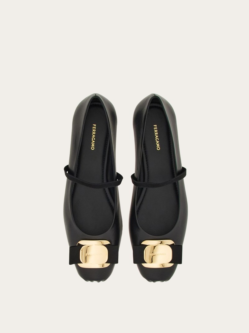 Ferragamo | Women's New Vara Plate Ballet Flat - Black