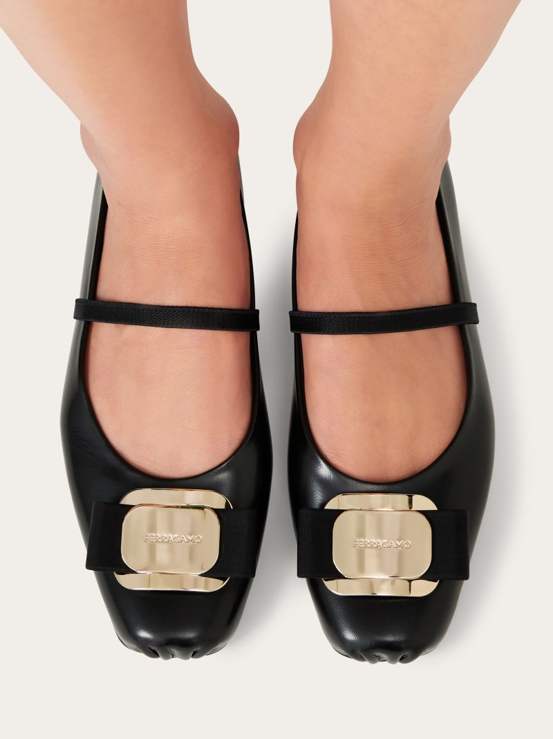 Ferragamo | Women's New Vara Plate Ballet Flat - Black