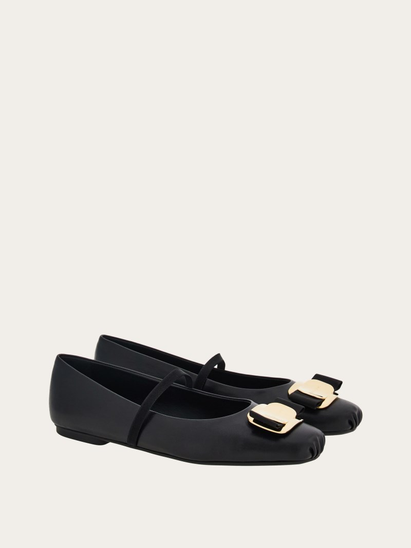 Ferragamo | Women's New Vara Plate Ballet Flat - Black