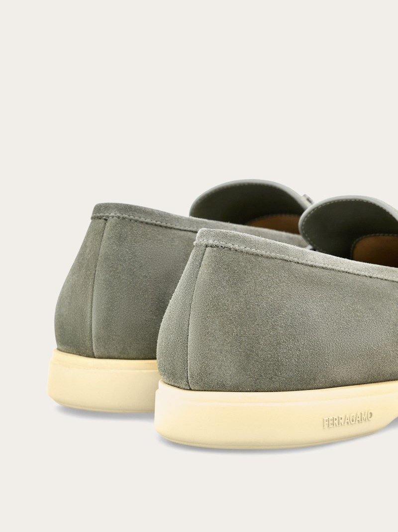 Ferragamo | Men's Casual Loafer With Gancini Ornament - Ash Grey