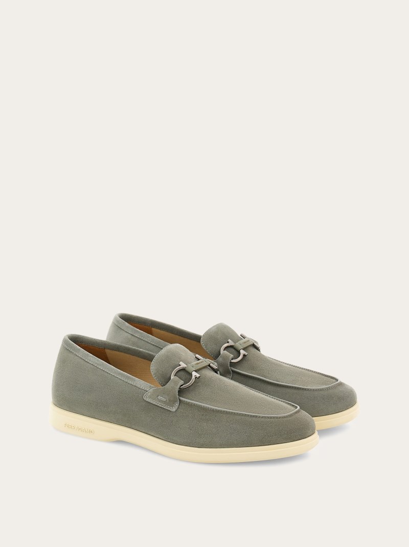 Ferragamo | Men's Casual Loafer With Gancini Ornament - Ash Grey