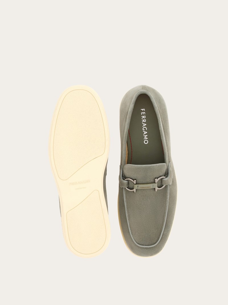 Ferragamo | Men's Casual Loafer With Gancini Ornament - Ash Grey