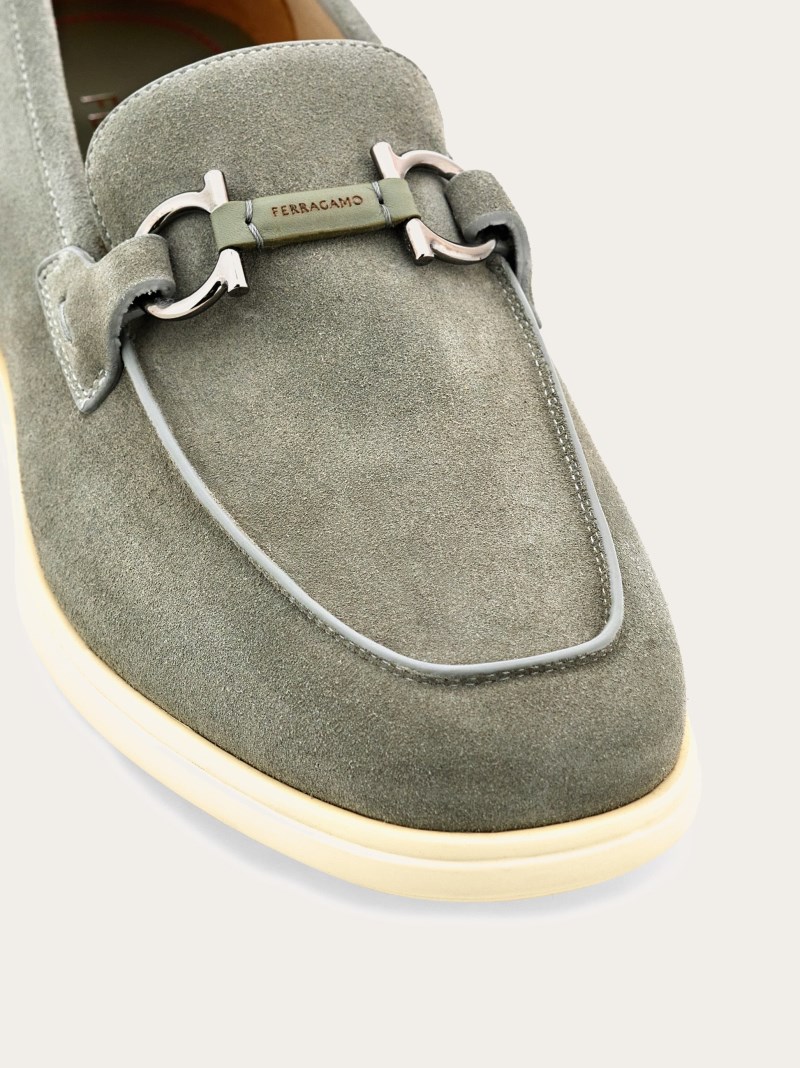 Ferragamo | Men's Casual Loafer With Gancini Ornament - Ash Grey