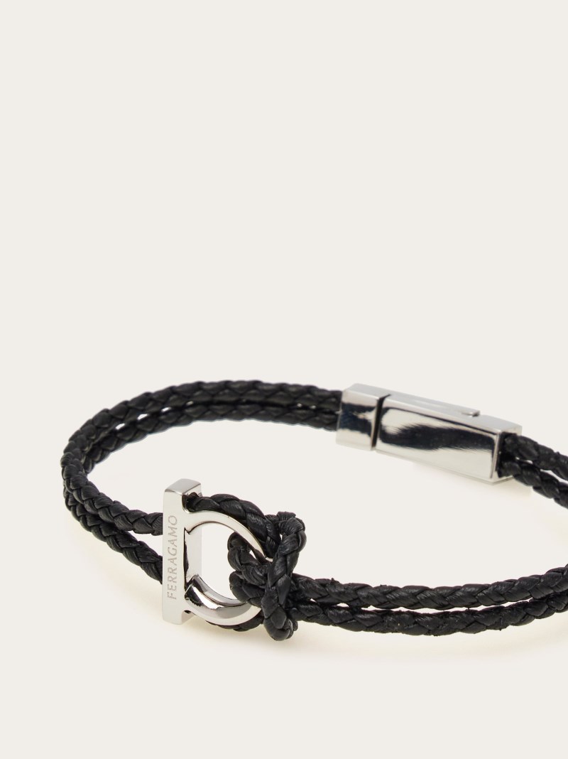 Ferragamo | Men's Gancini Bracelet - Black (Size 19)
