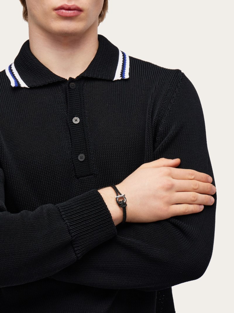 Ferragamo | Men's Gancini Bracelet - Black (Size 19)