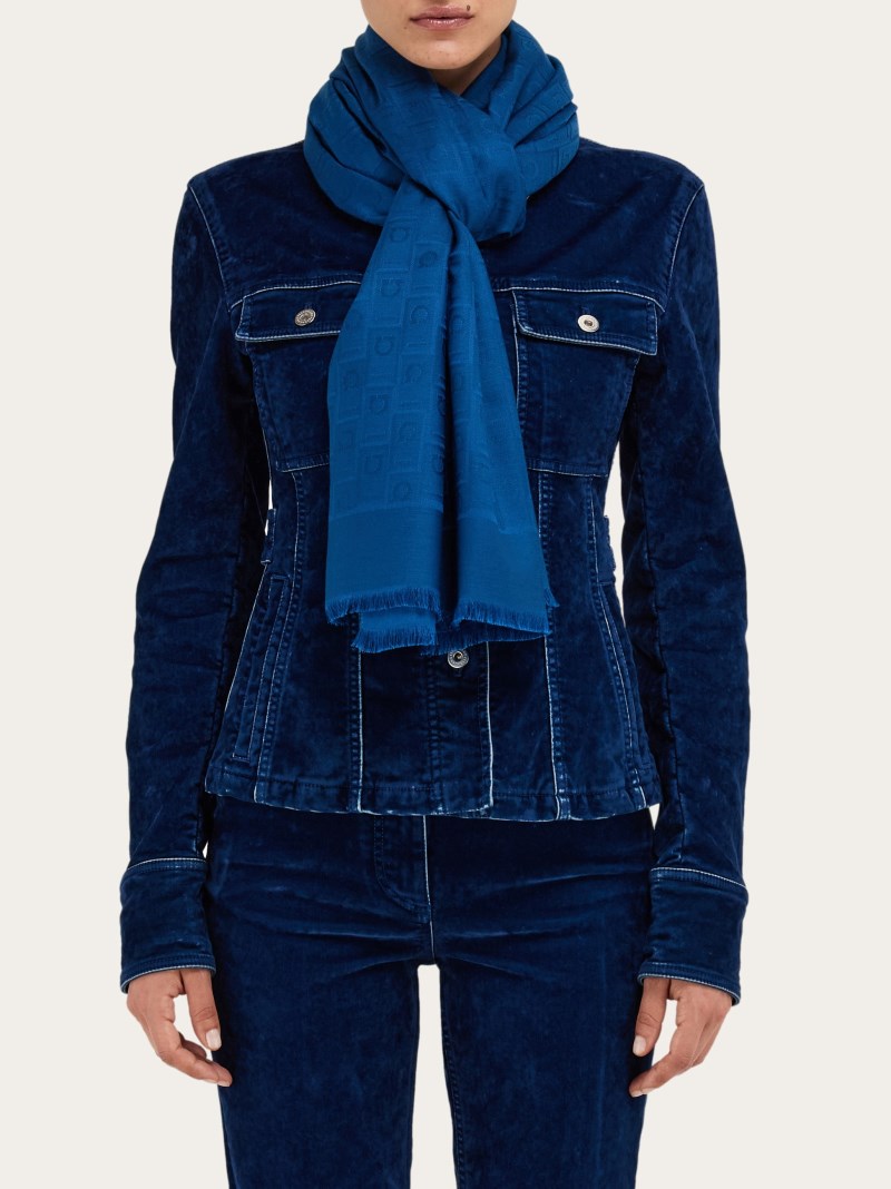 Ferragamo | Women's Monogram Stole - Teal Blue