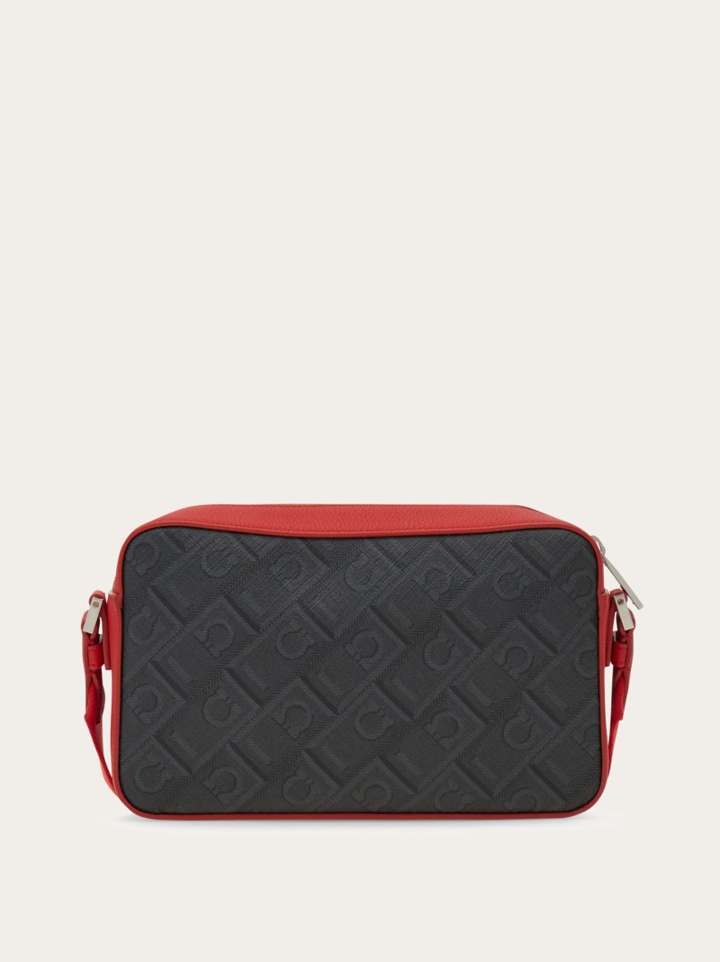 Ferragamo | Men's Monogram Crossbody Bag - Black/Grey/Flame Red