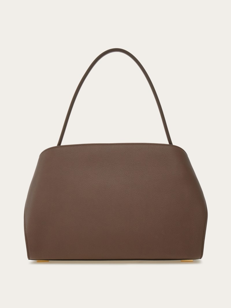 Ferragamo | Women's Hug Soft Bicolor Shoulder Bag - Clay/Flame Red