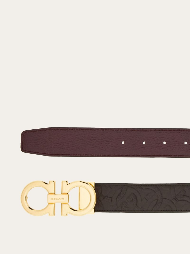 Ferragamo | Men's Reversible And Adjustable Gancini Belt - Dark Brown/Black