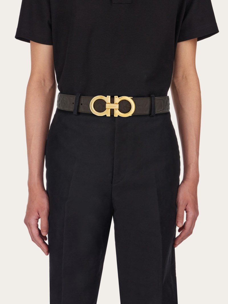 Ferragamo | Men's Reversible And Adjustable Gancini Belt - Dark Brown/Black