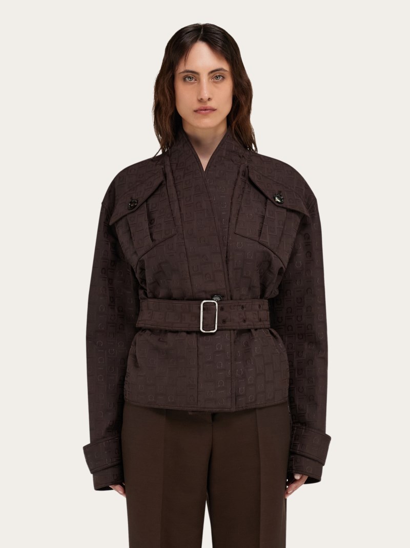 Ferragamo | Women's Monogram Print Jacket - Espresso