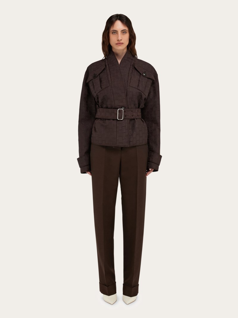 Ferragamo | Women's Monogram Print Jacket - Espresso