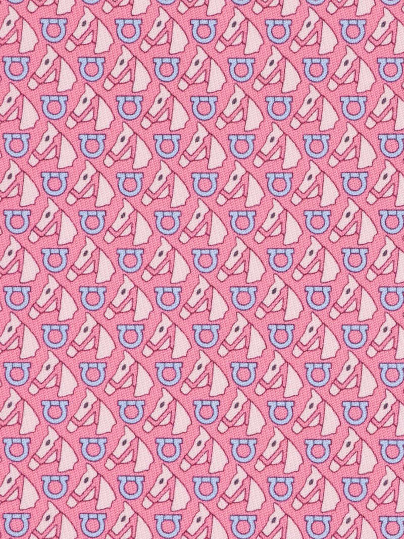Ferragamo | Men's Equestrian Print Silk Tie - Pink
