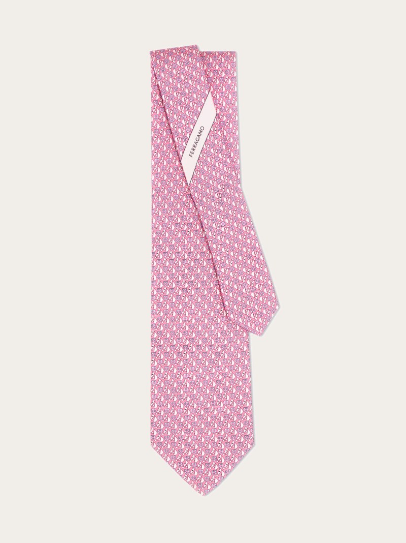 Ferragamo | Men's Equestrian Print Silk Tie - Pink