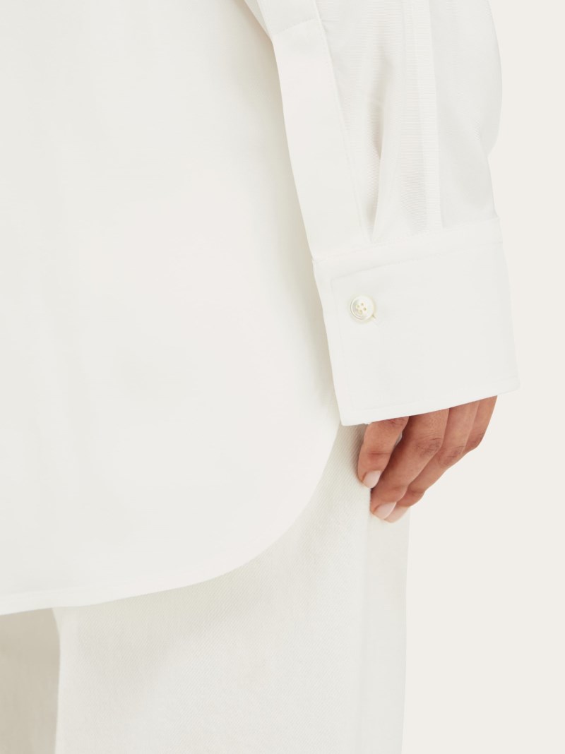 Ferragamo | Women's Viscose Blouse With Sash Collar - Mascarpone