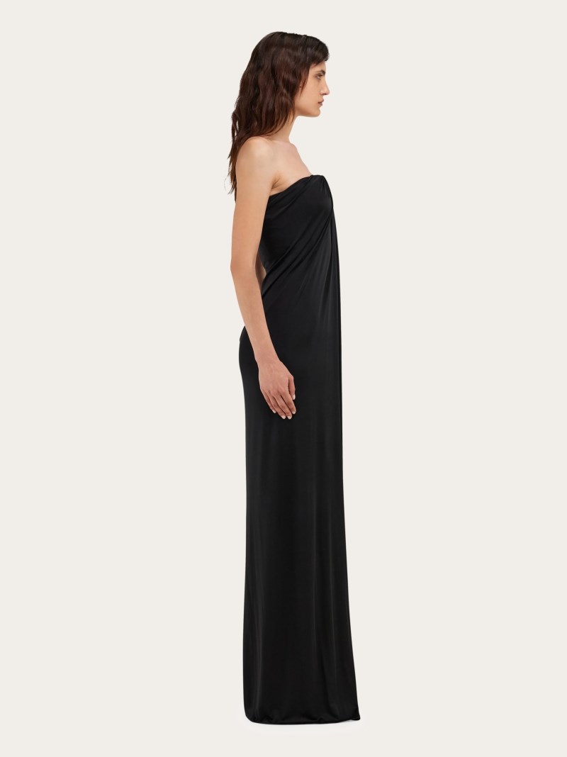 Ferragamo | Women's Sleeveless Long Dress With Gathered Detail - Black